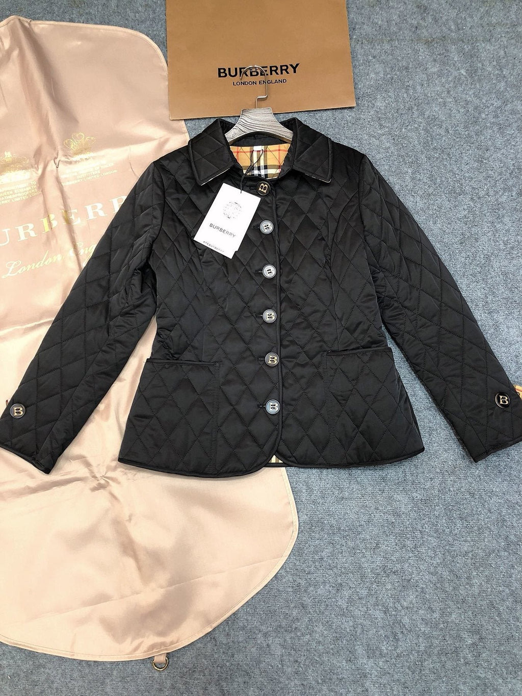 Burberry Diamond-Quilted Button-Front Jacket