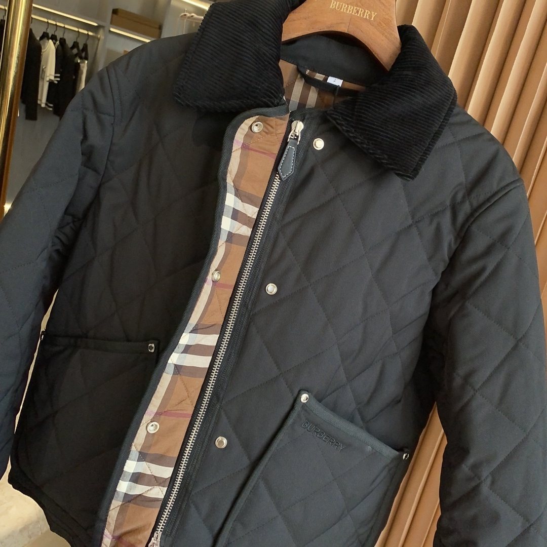 Burberry Reversible Diamond-Quilted Corduroy-Collar Jacket