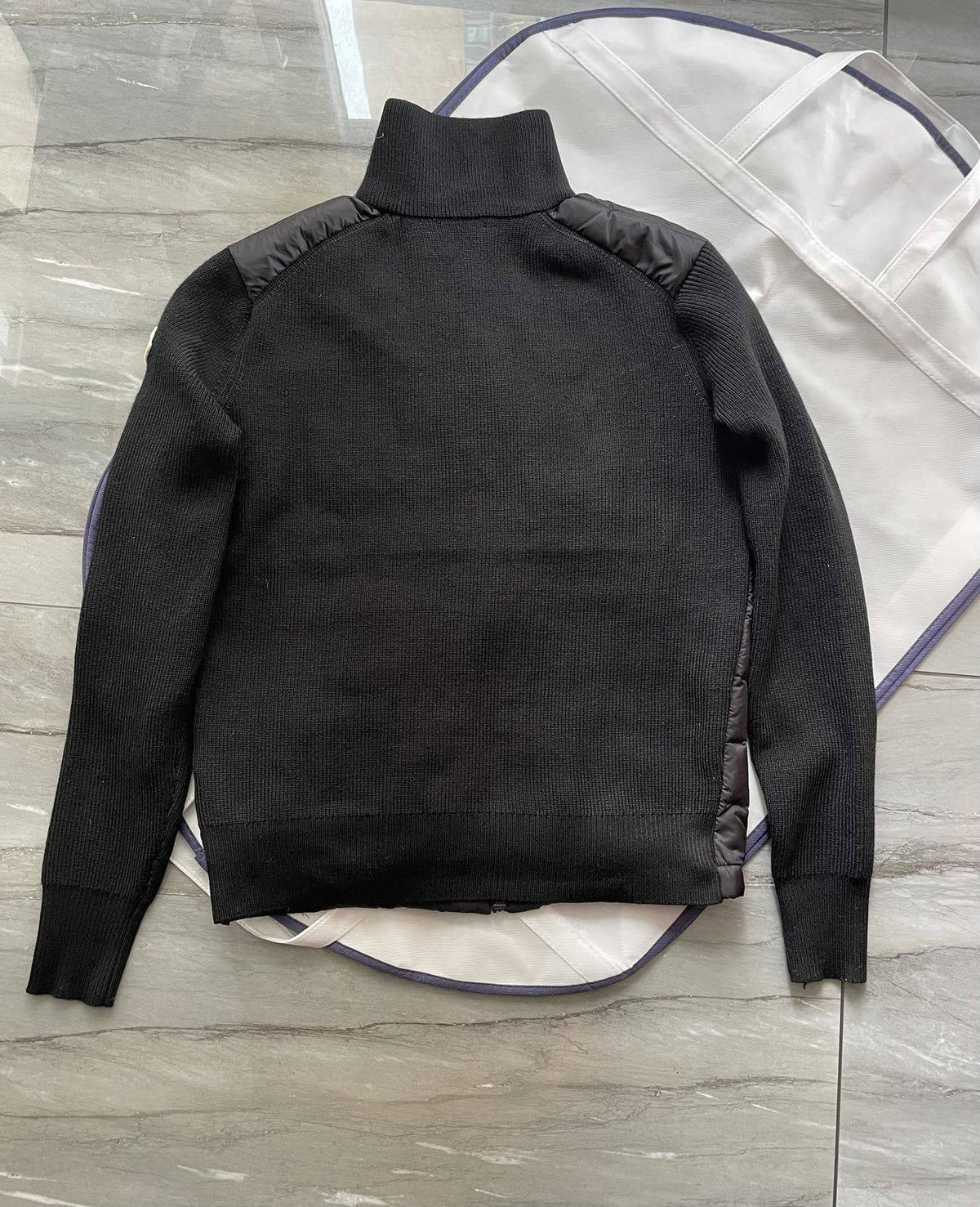 Moncler Black Hybrid Padded Knit Zip Jacket