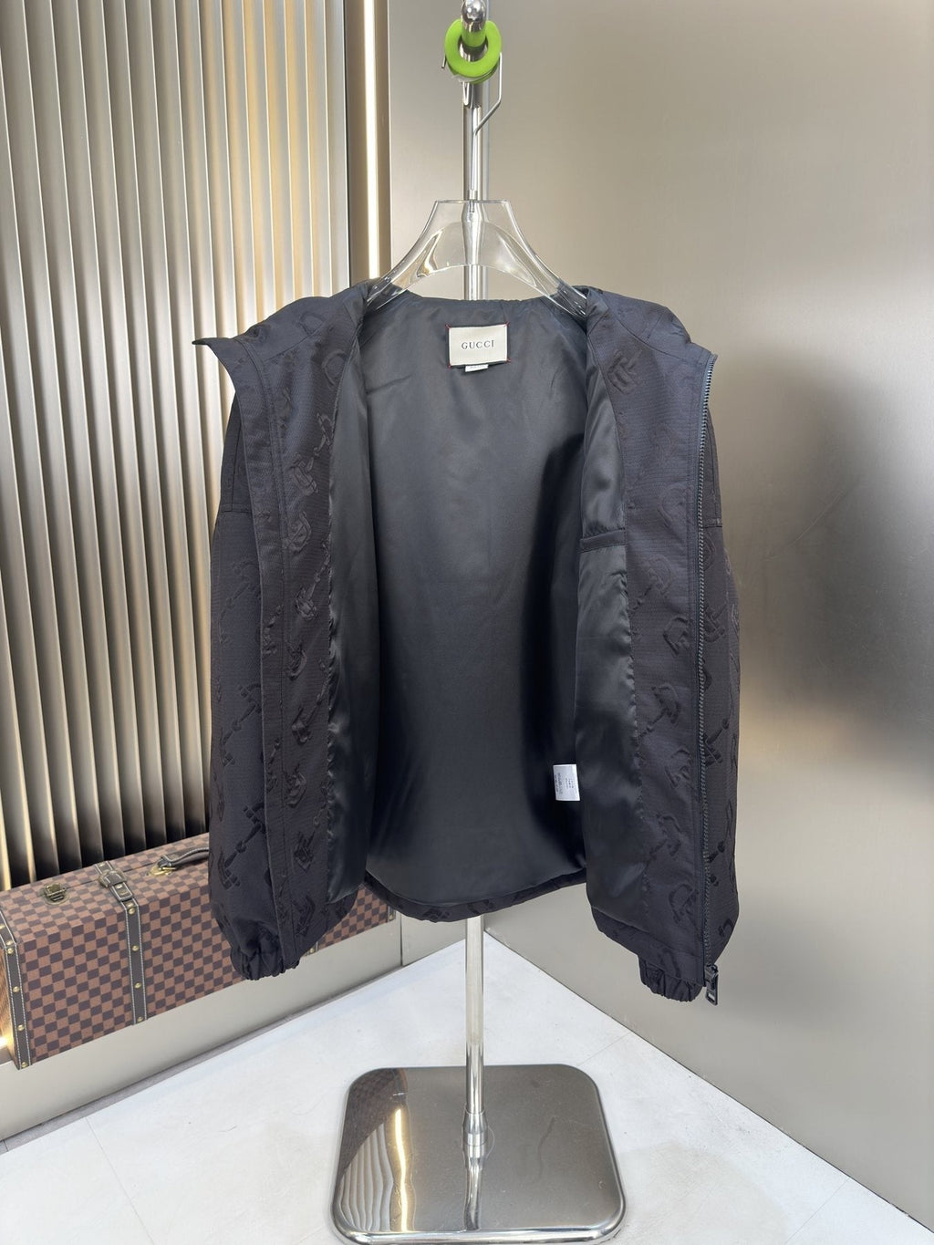 Gucci Tonal Pattern Hooded Zip Jacket