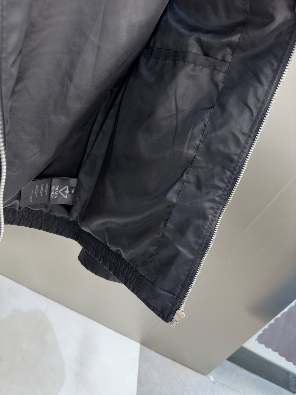 Prada Black Zip-Front Collared Jacket