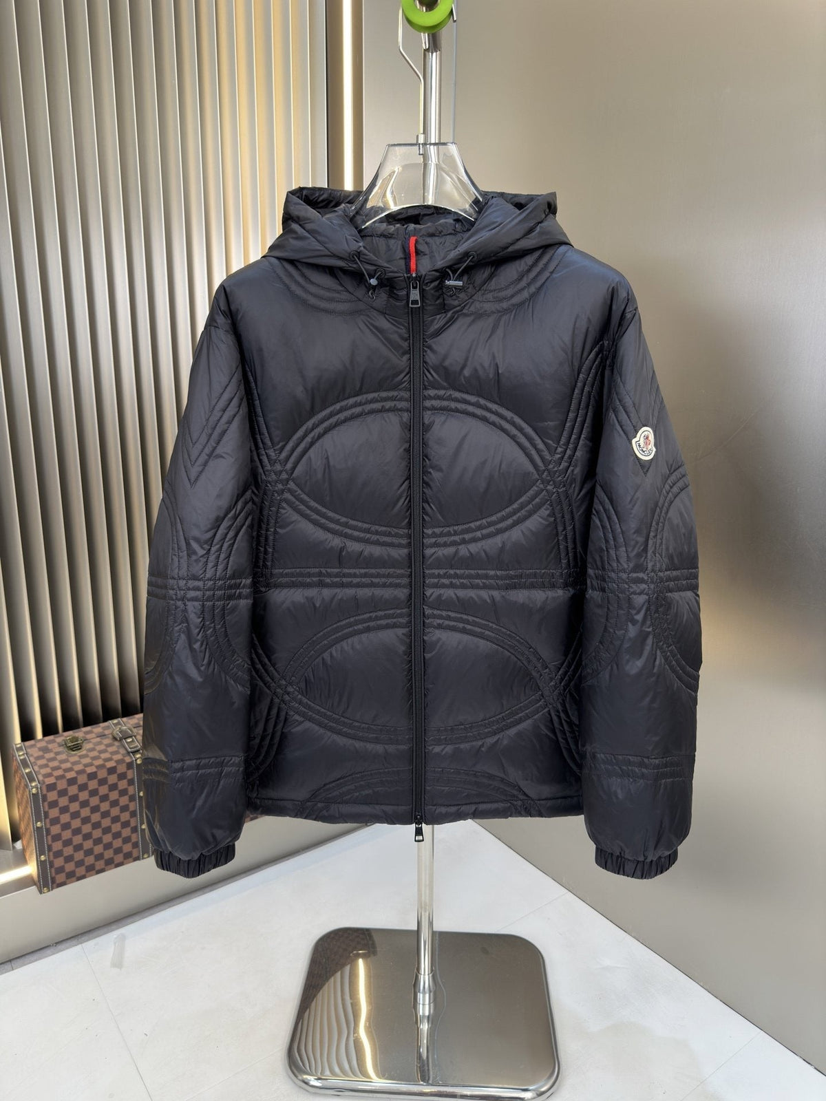 Moncler Black Hooded Quilted Puffer Coat