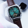 Vacheron Constantin Silver Brown Strap Watch