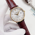 Longines White Dial Burgundy Strap Watch