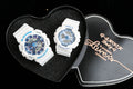 Casio White Black Rose Gold Dial Couple Watch Set